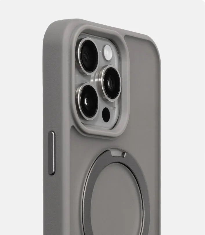 Rotating bracket magnetic TPU phone case for iPhone 13-15 Pro Max in Classic Black with 360° bracket