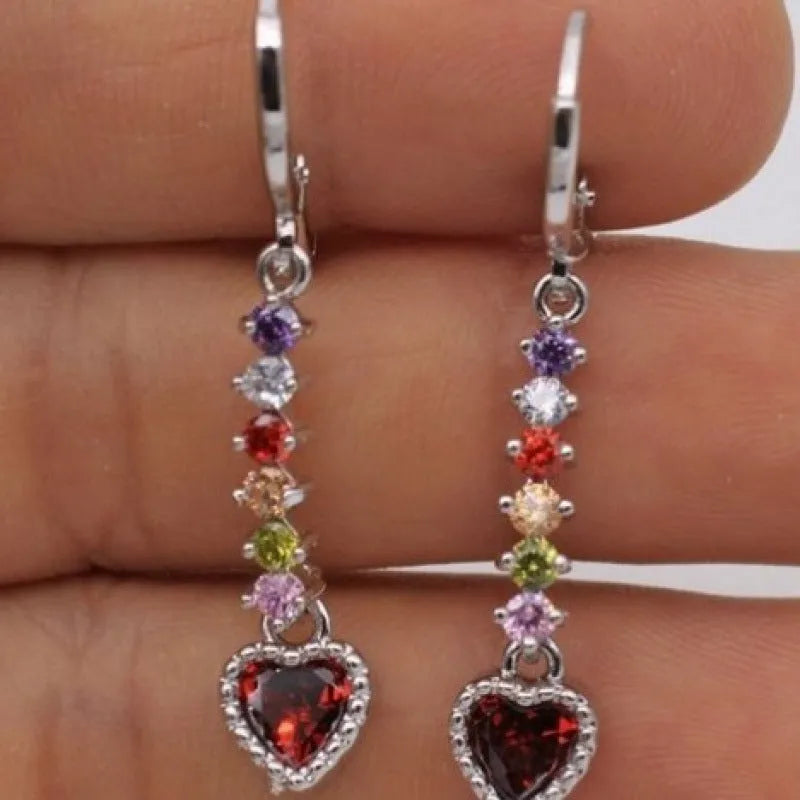 Women's heart-shaped alloy earrings with gold electroplated finish