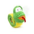 Squeak dog toy in frog snail or snake design with foraging holes and velvet texture