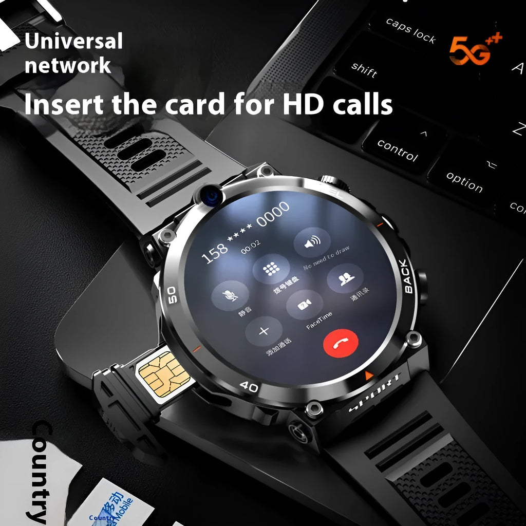 Sports smartwatch with dual cameras, touch screen display, heart rate monitoring and NFC functions