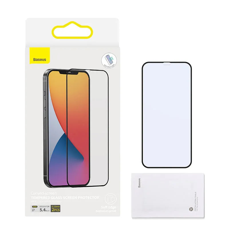 0.23mm non broken edge curved tempered glass screen protector for iPhone 12 Mini in black