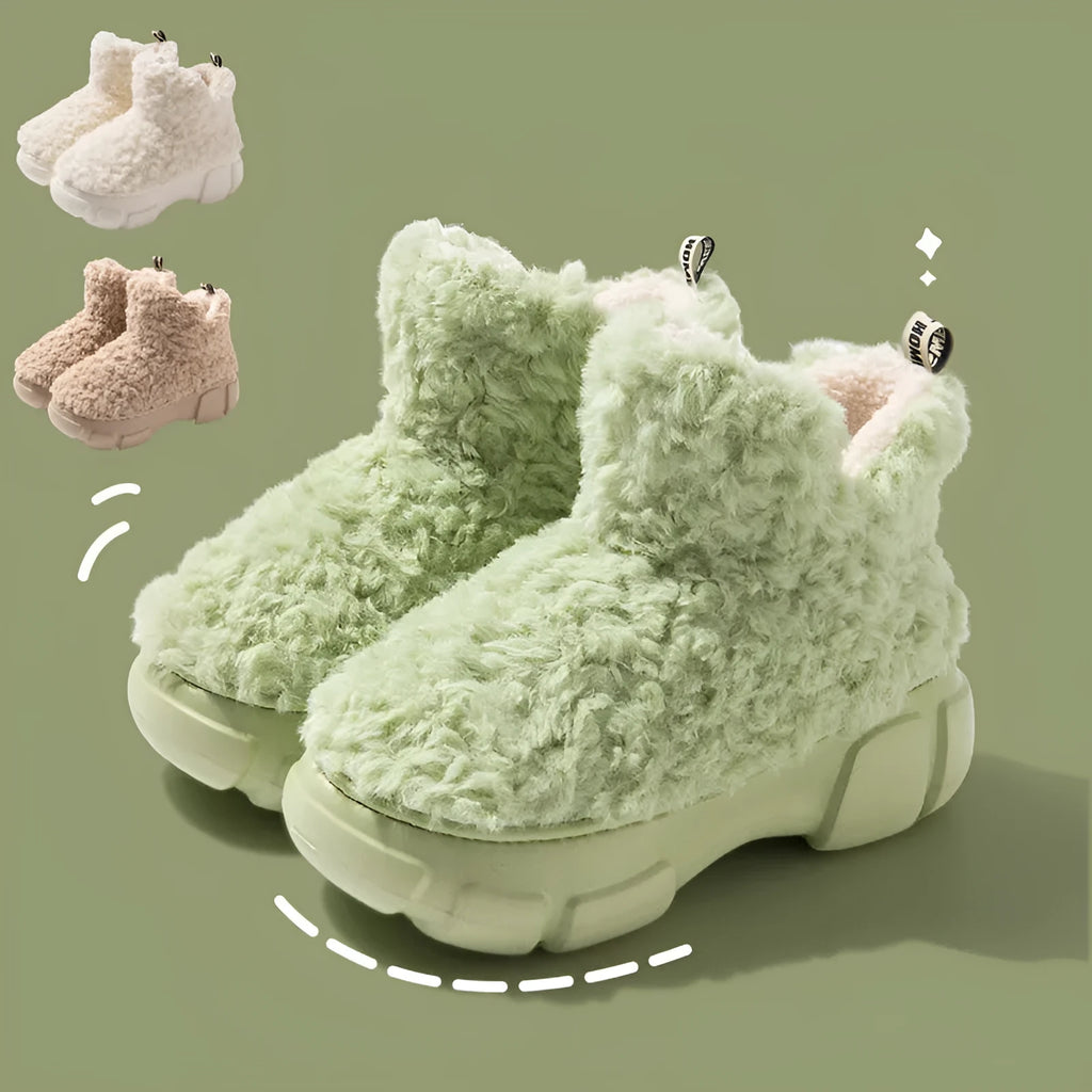 Winter cashmere snow boots with 6cm platform, plush upper, and anti-slip EVA sole for women
