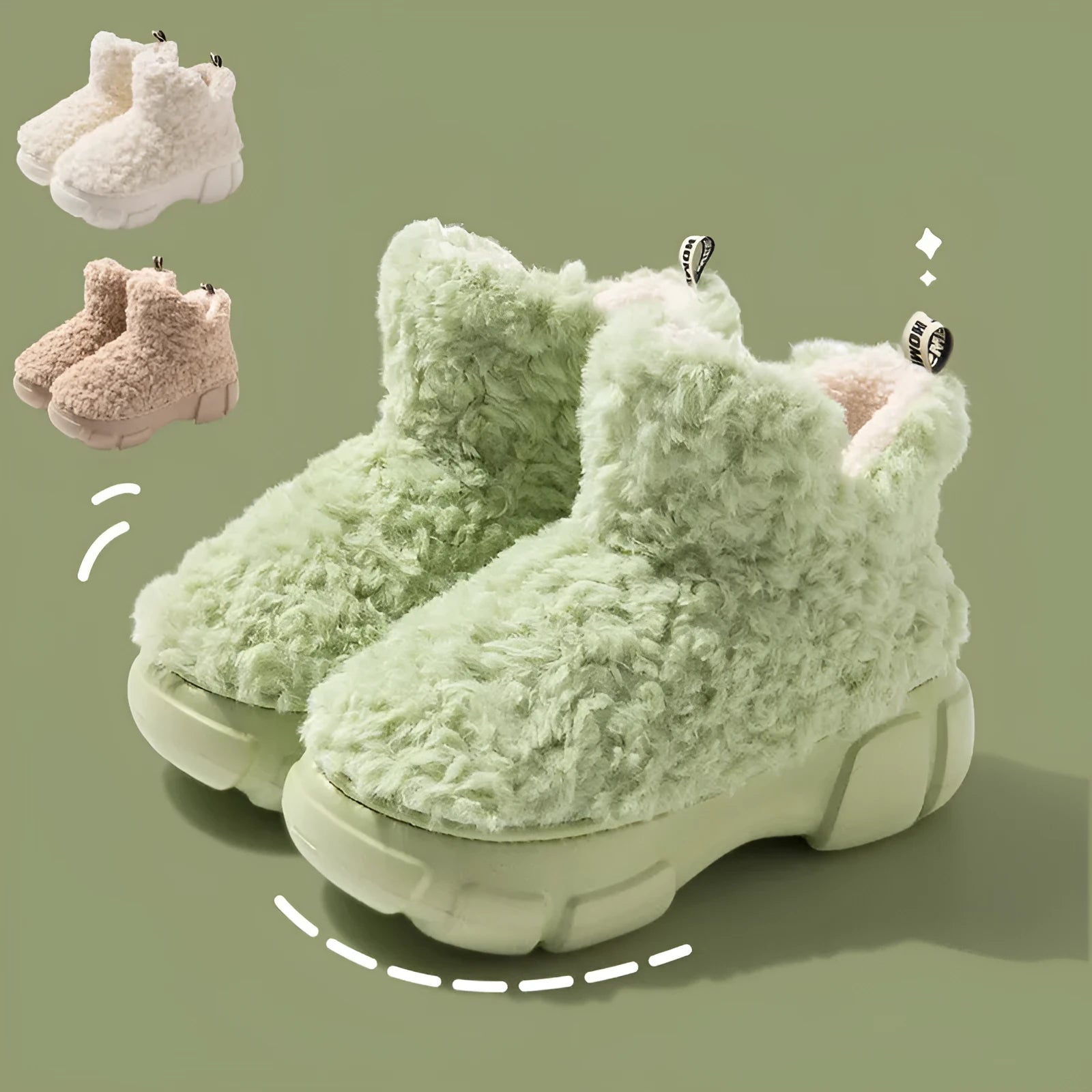 Winter cashmere snow boots with 6cm platform, plush upper, and anti-slip EVA sole for women