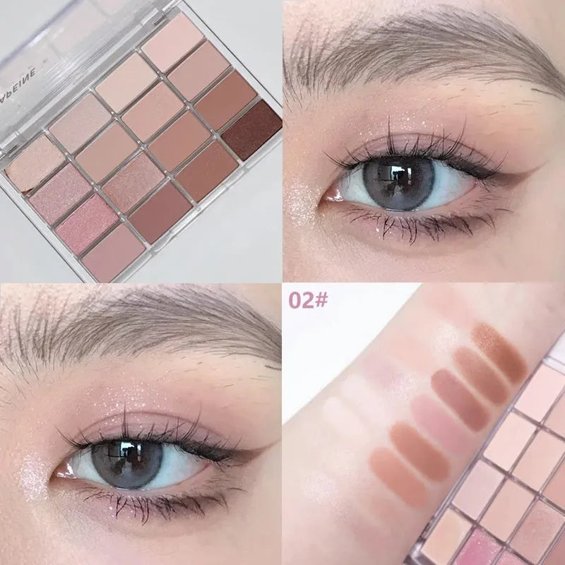 16 colour eye shadow palette with shimmer and matte finishes showing Crouching Silkworm design