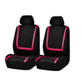 Beige black fabric car seat covers showing headrest and front piece installation