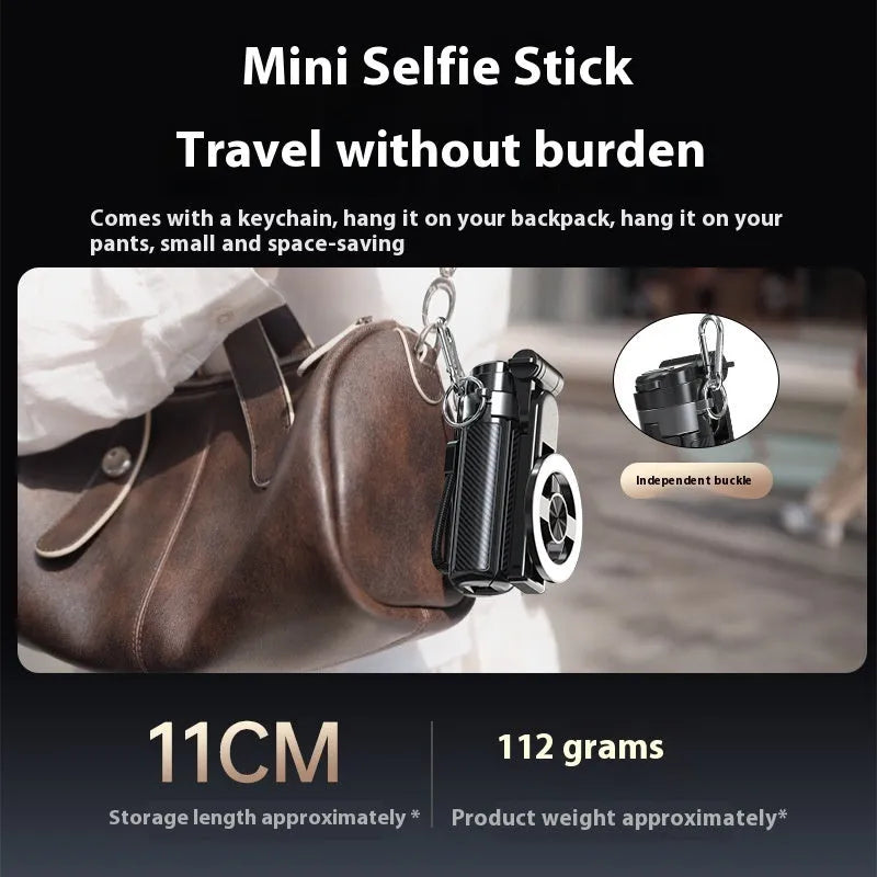 T20C mini magnetic selfie stick with Bluetooth handle and alloy body for universal smartphone use