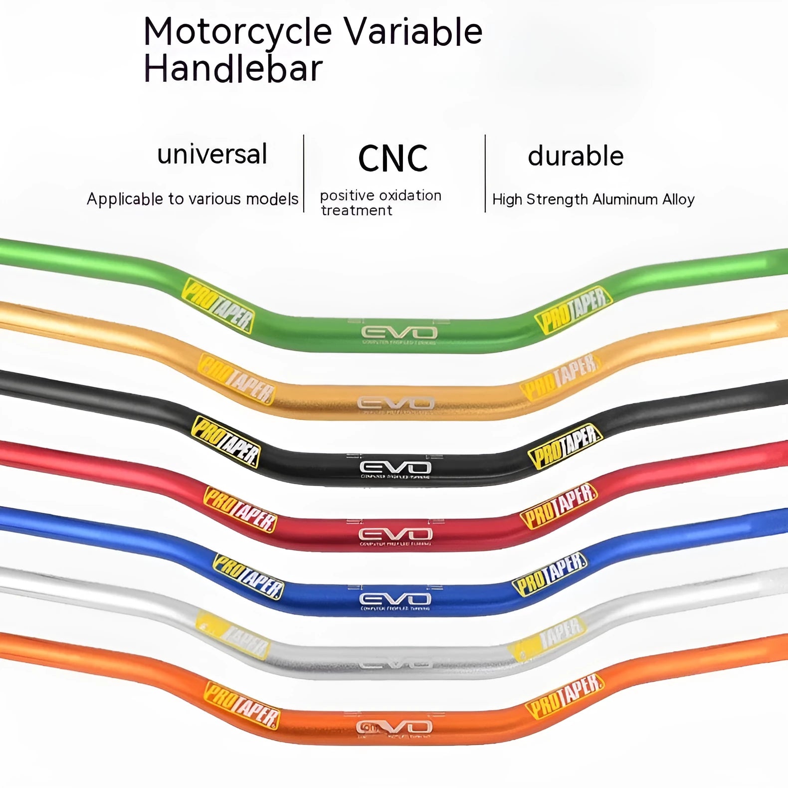 Orange EVO style aluminium alloy motorcycle handlebar showing 28mm diameter and width.