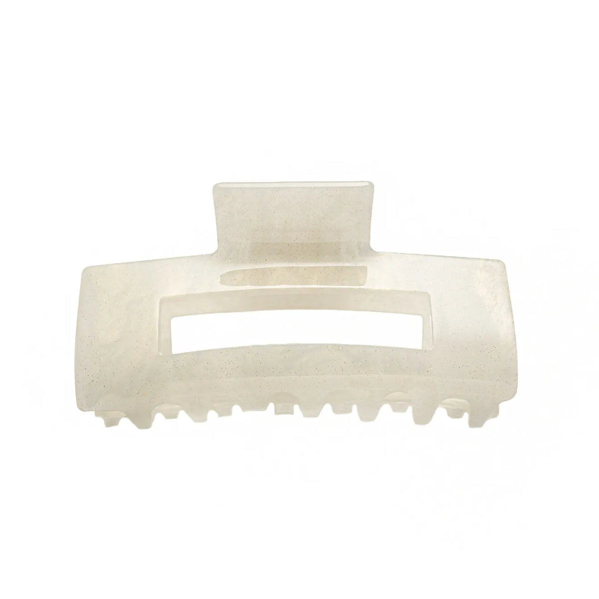 Large bright white PVC rectangle claw clip, 10cm long, 3cm wide and 5cm high, for women's hair