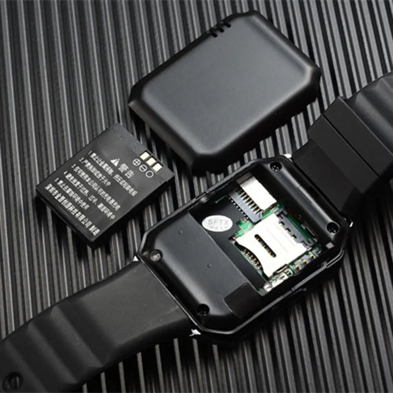 Smart watch with colour screen on adjustable wrist strap, showing Bluetooth call function interface.