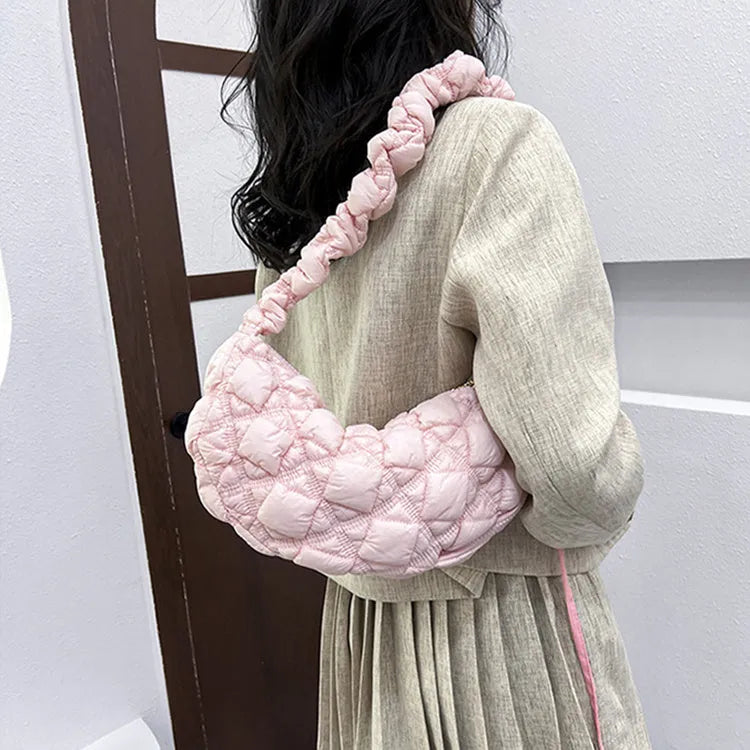 Women's nylon underarm bag with adjustable shoulder strap in solid colour options