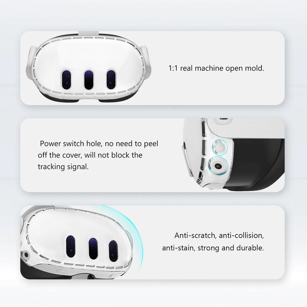 Transparent PC protective case for VR glasses with silicone material and head-mounted anti-scratch cover