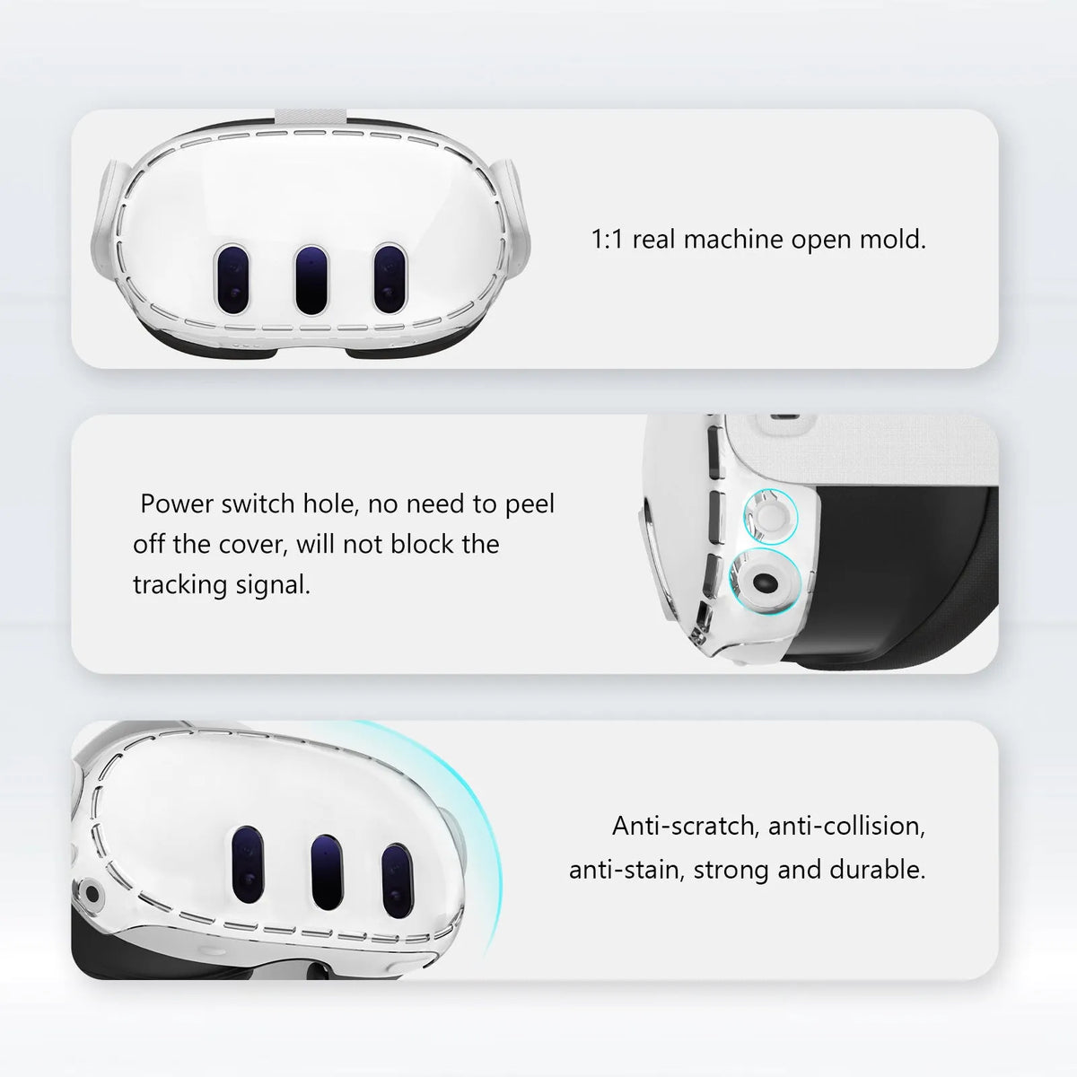 Transparent PC protective case for VR glasses with silicone material and head-mounted anti-scratch cover