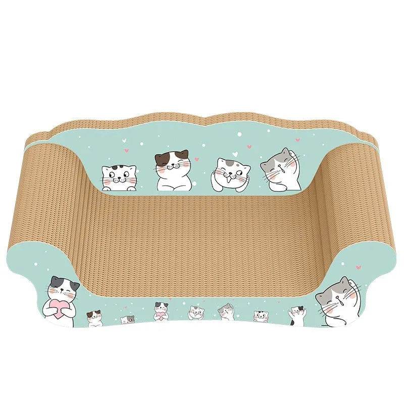 Extra large grey cat sofa bed with integrated scratching board and chamfer socket for indoor cats up to 25kg
