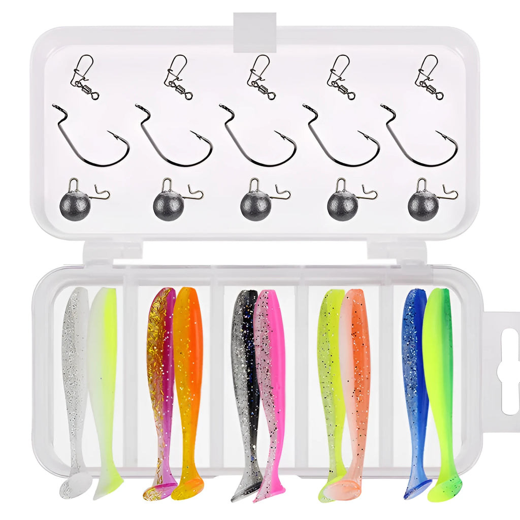 Simulation two-colour T tail jig hook crank hook suit in snake suit colour, size 13.3 cm