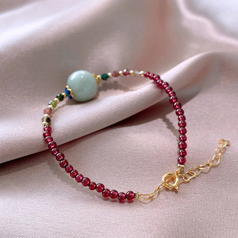 Women's aquamarine tourmaline bracelet with Korean drop shape design in Chinese style