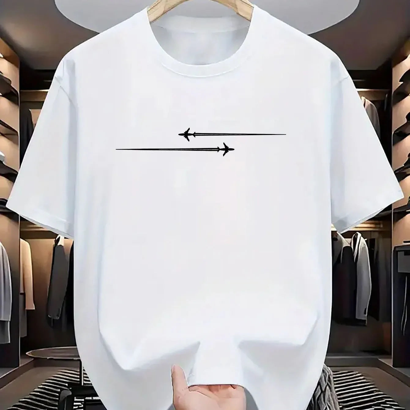 Loose fit men's cotton blend T-shirt with cartoon pattern print in multiple colour options.