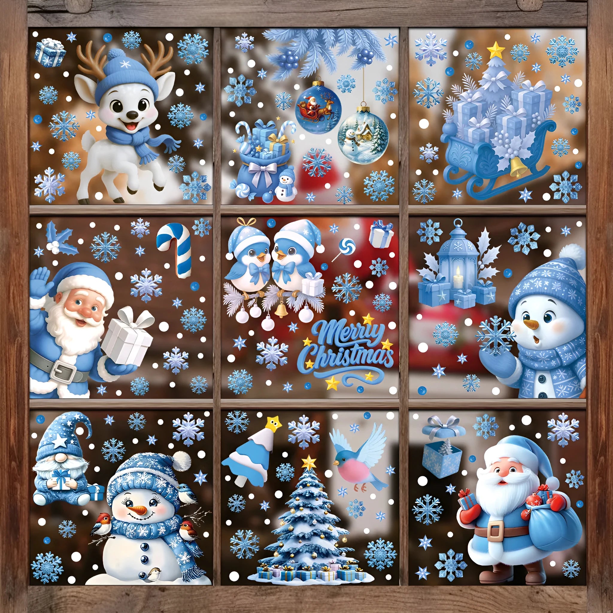 Christmas party decorative creative glass sticker PVC material American style festive window decal