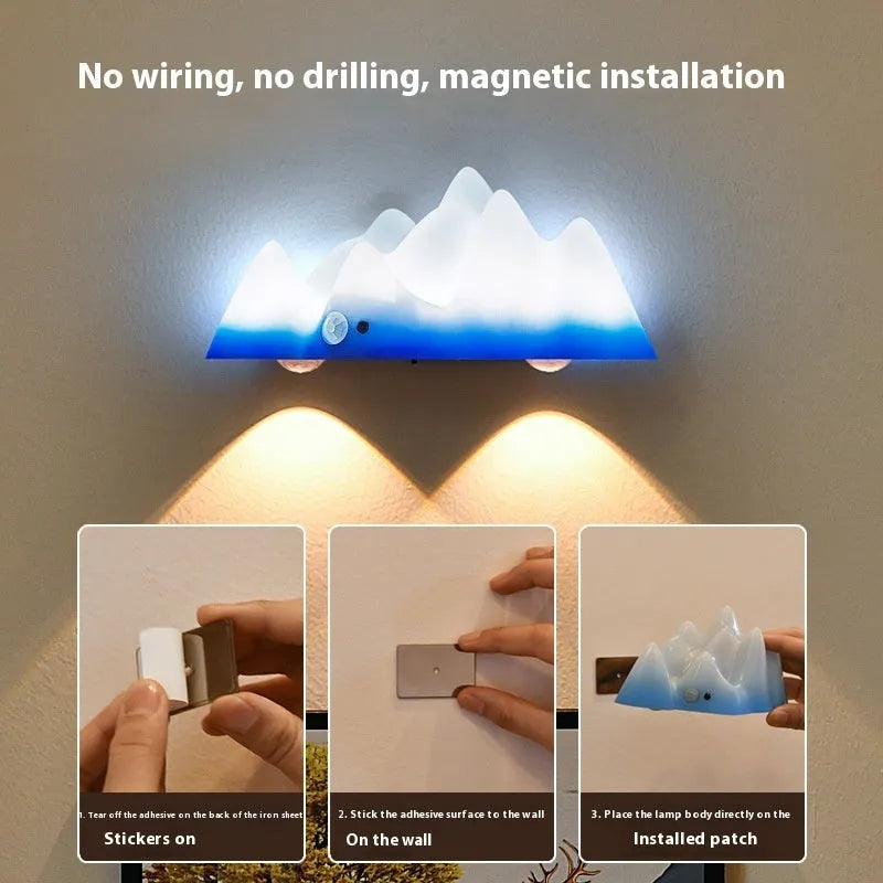 Snow Mountain chargeable night lamp with remote control, colourful modern simplicity design, 178x60x78mm