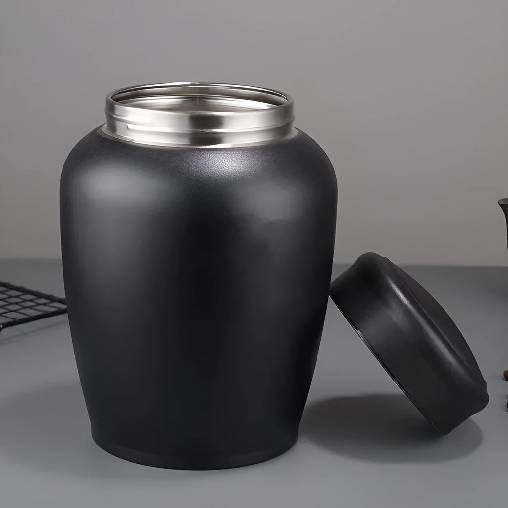 Large hand-painted stainless steel cremation urn jar with New Chinese style design, 2500ml capacity