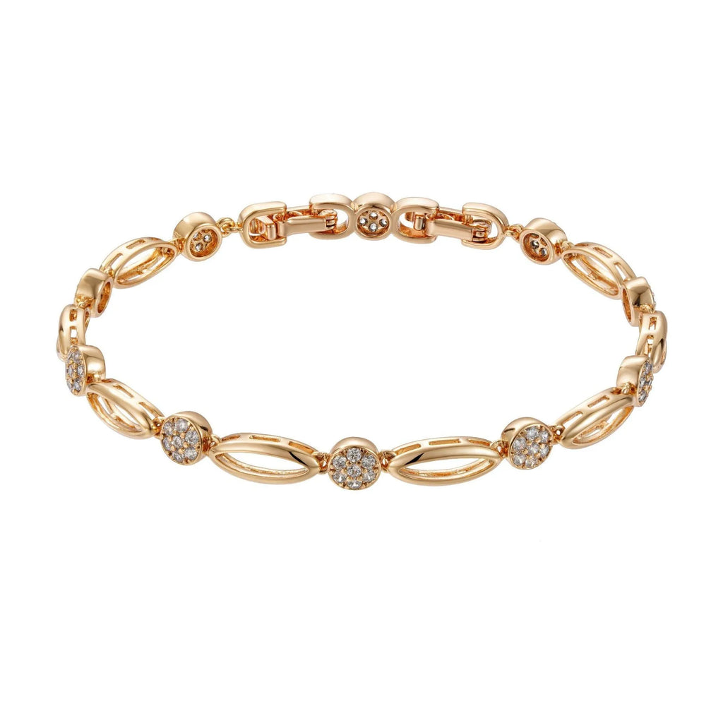 Golden copper hollow carved U-shaped women's bracelet showing openwork pattern