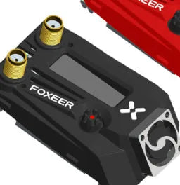 Wildfire Glasses black FPV dual diversity receiver module for Fatshark goggles, shown beside a battery.
