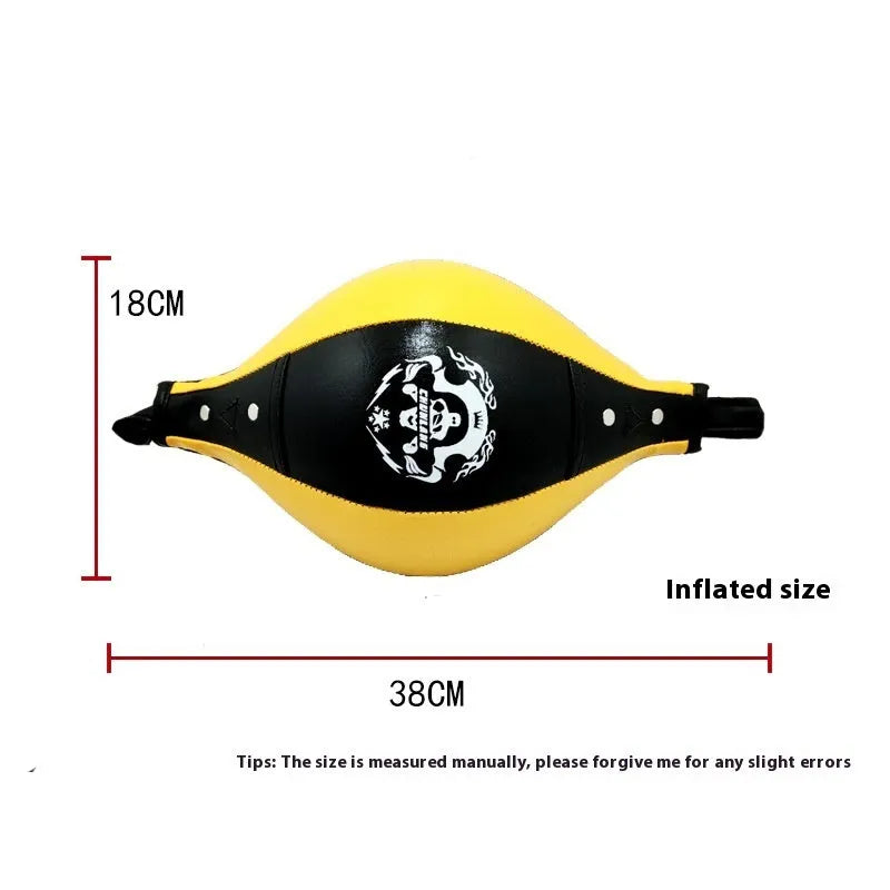 Black and red diamond pattern inflatable boxing speed ball for Muay Thai training.