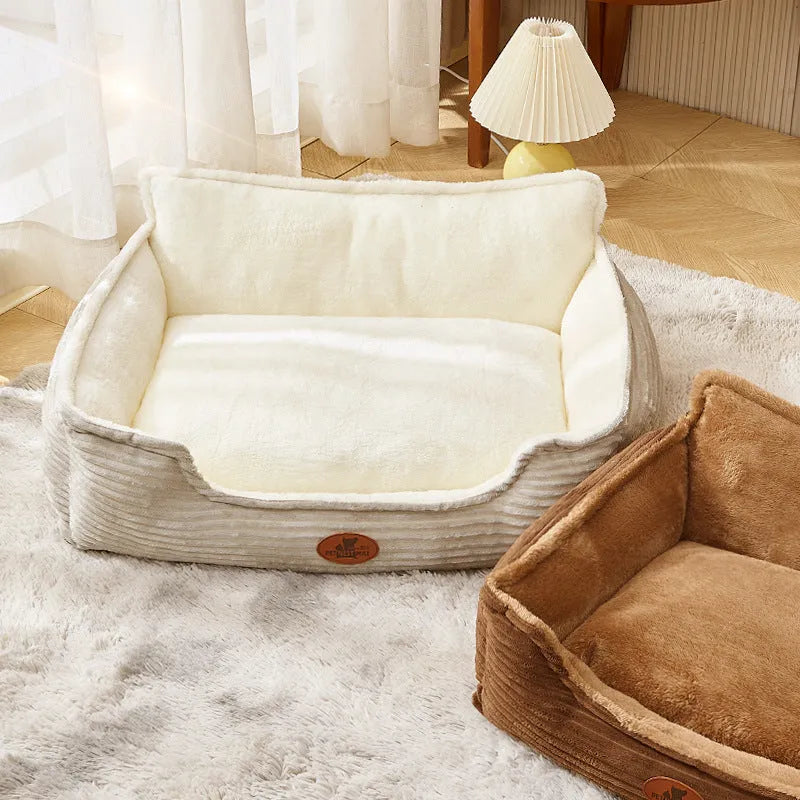 Universal removable washable pet bed for small medium dogs cats in coffee white colour