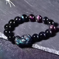 Obsidian crystal bracelet with natural ice colour beads in various size options
