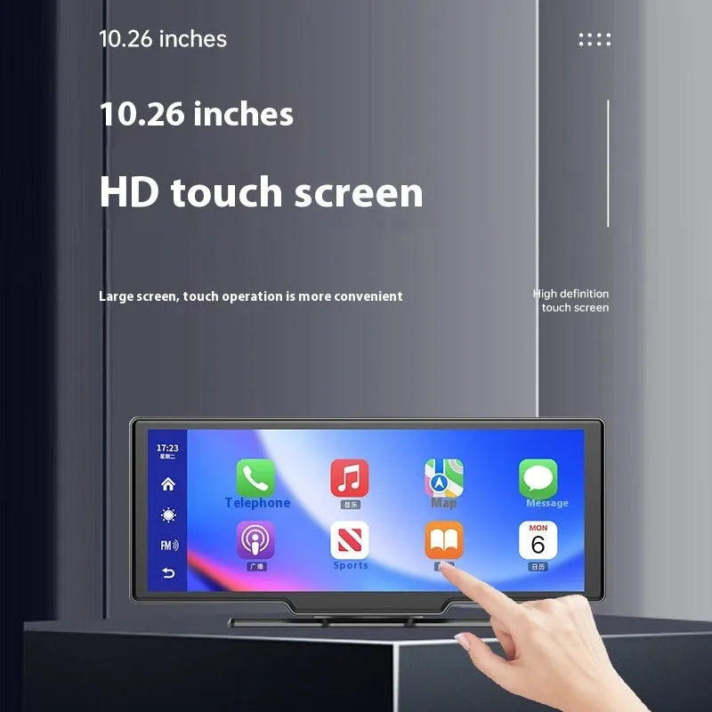 10-inch car smart touch screen with Apple CarPlay and front and rear recording camera