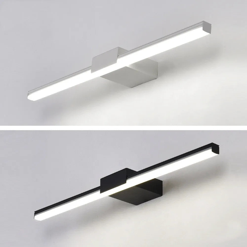 LED bathroom mirror headlight wall light with 110mm projection, available in black or white, 40-60cm size options