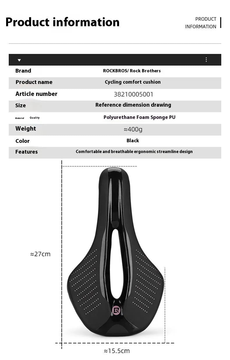 Black and pink mountain bike seat cushion made from PU foam resin sponge material in size M