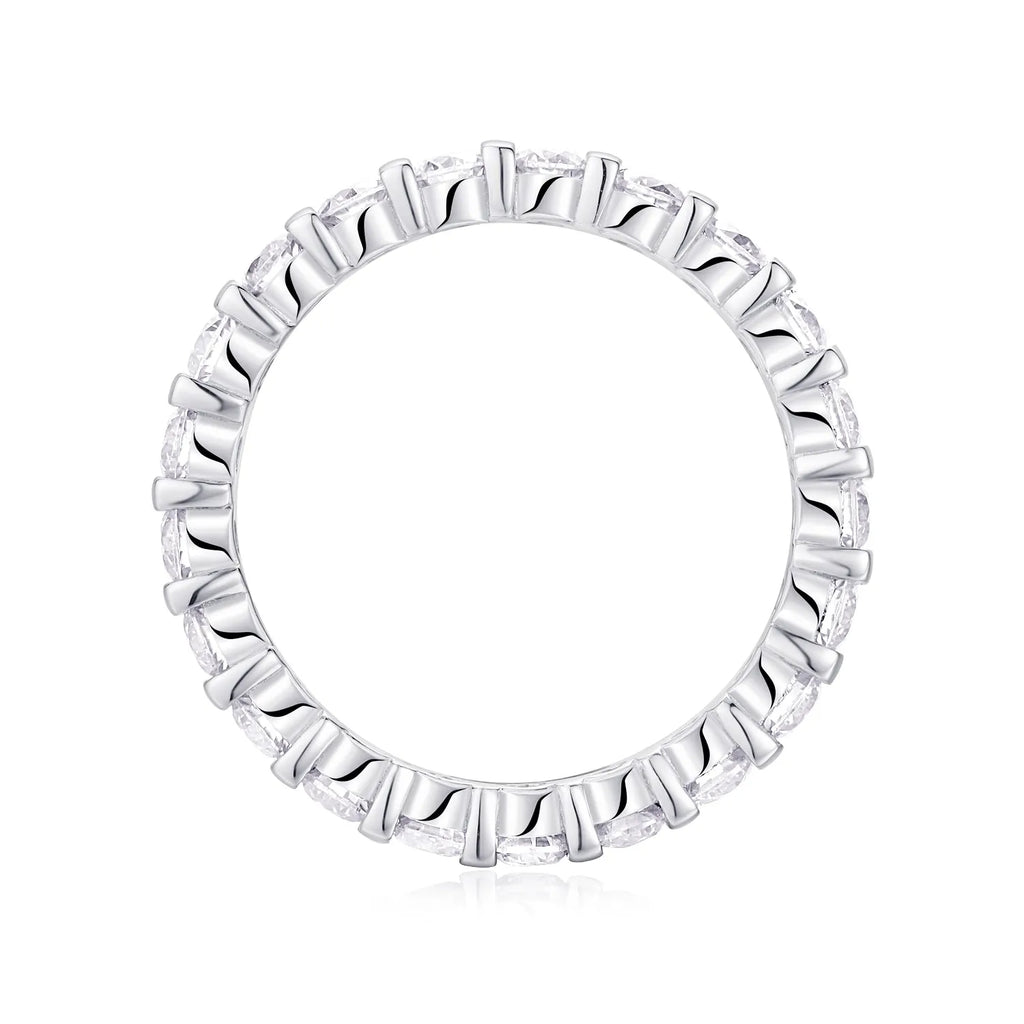 S925 silver moissanite wedding ring set with platinum plating, shown in gold, platinum, and rose gold finishes.