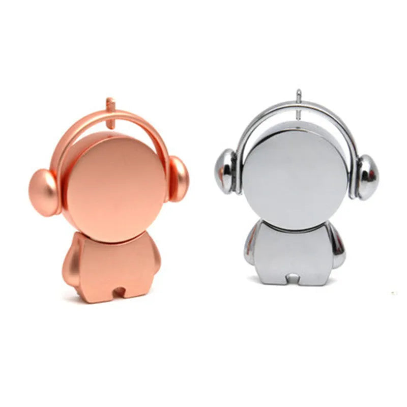 Metal USB flash drive with musician cartoon design in silver or rose gold colour