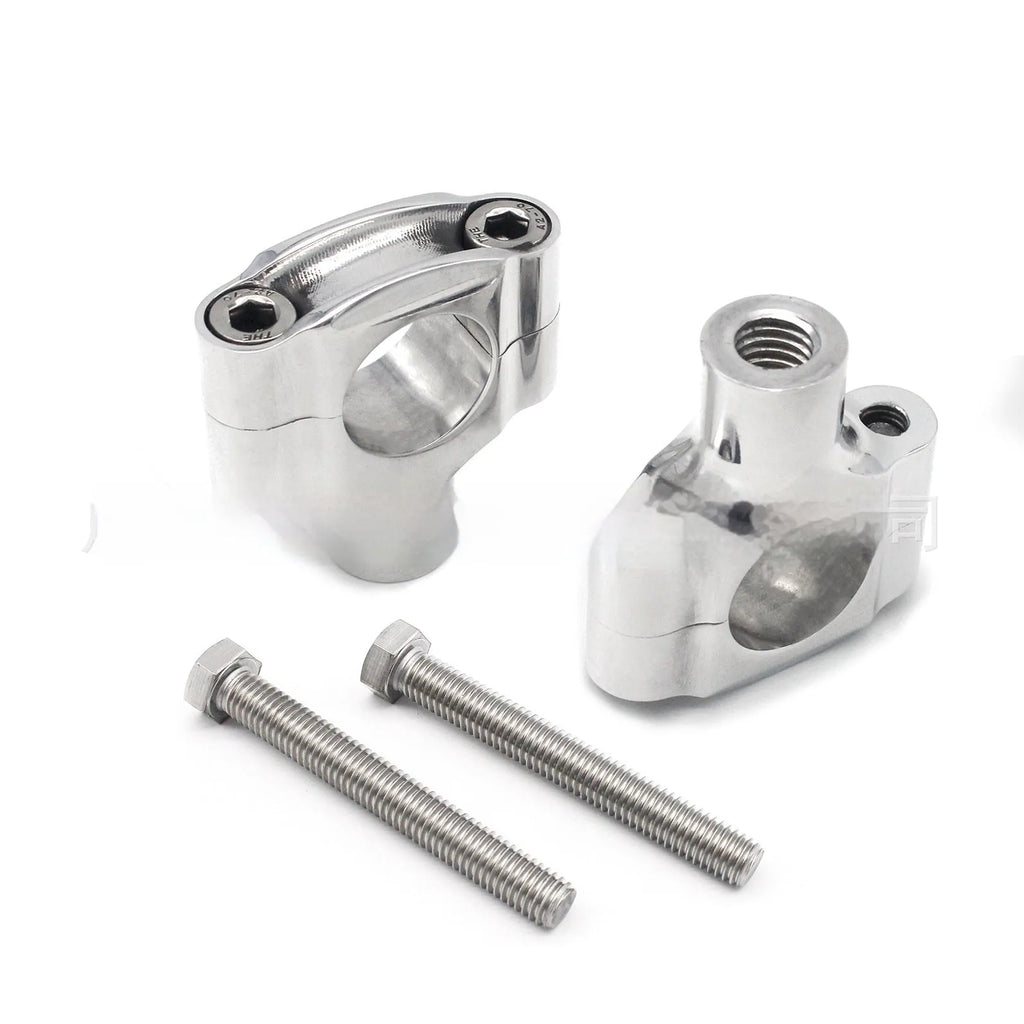 Silver aluminium universal motorcycle handle vertical plate set with 1 inch hole and 10mm bolt
