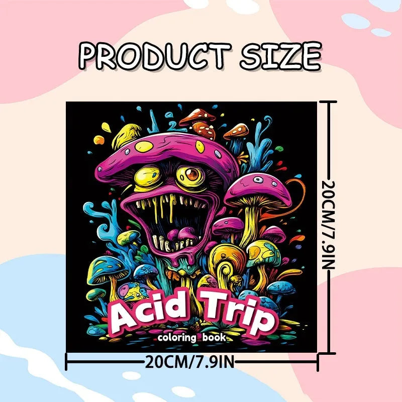 Acid tour coloured painting book with 200mm length on paper surface