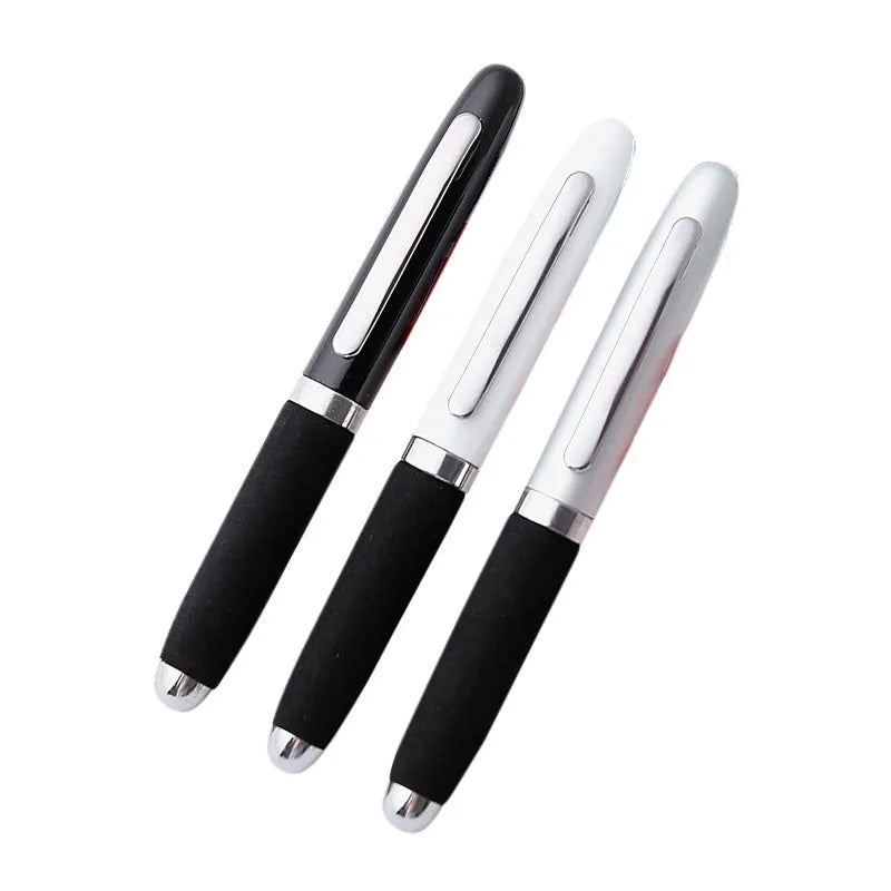 EVA metal cap mini ballpoint pen showing compact 112mm size with bullet tip and seven refill colour options