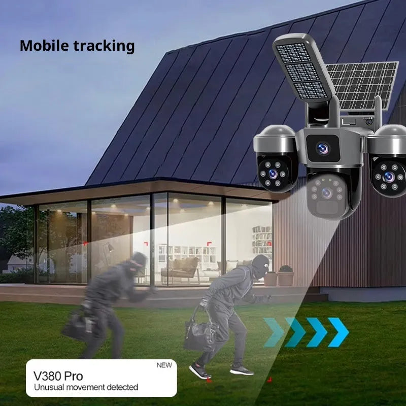 4G solar outdoor camera with full-colour night vision and two-way voice, 2.5 inch black ball ABS plastic housing