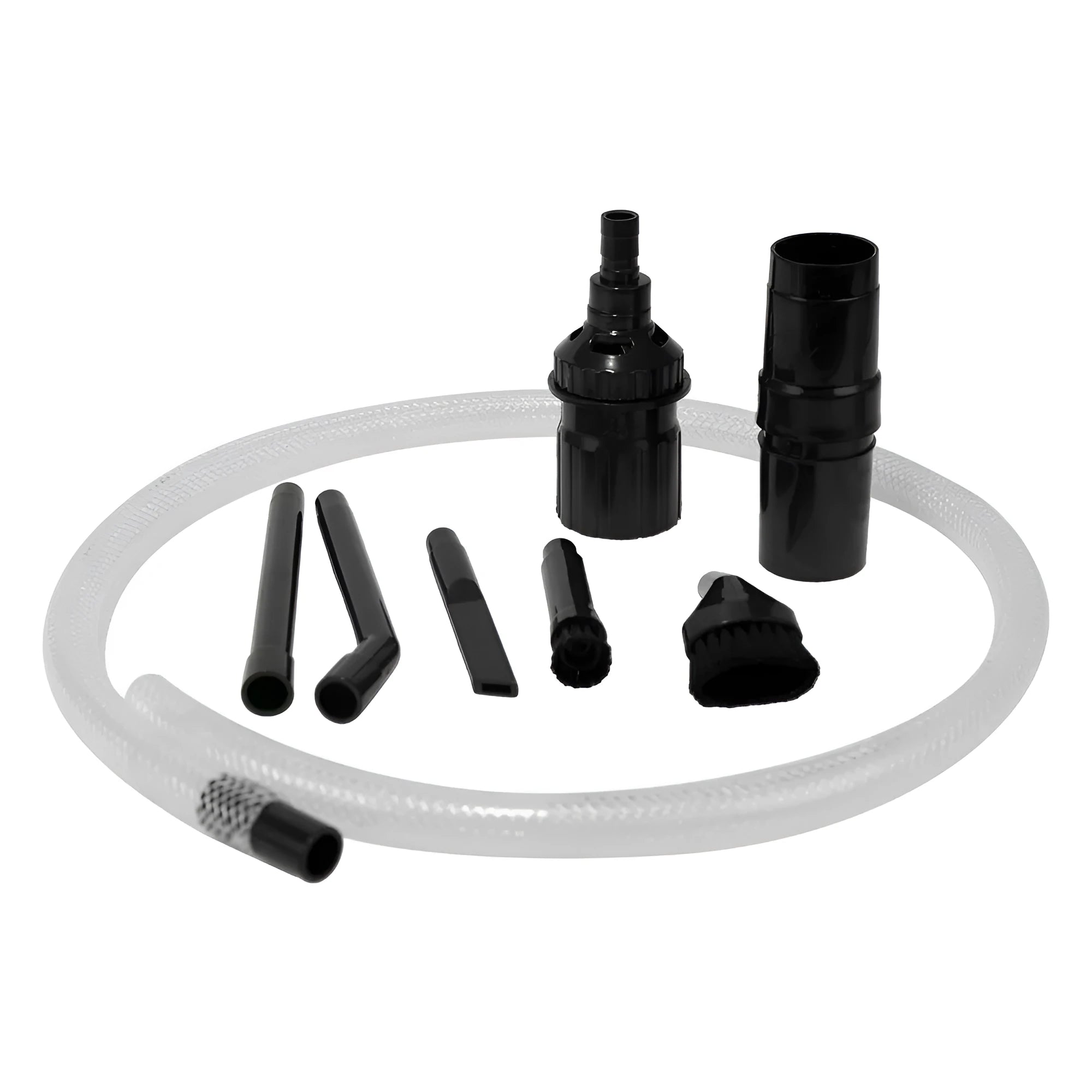 Eight-piece multifunctional vacuum cleaner suction head accessory set with tool kit for small areas.