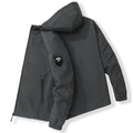 Men's polyester long sleeve outdoor wild jacket in spring and autumn, available in black, grey, and ivory white
