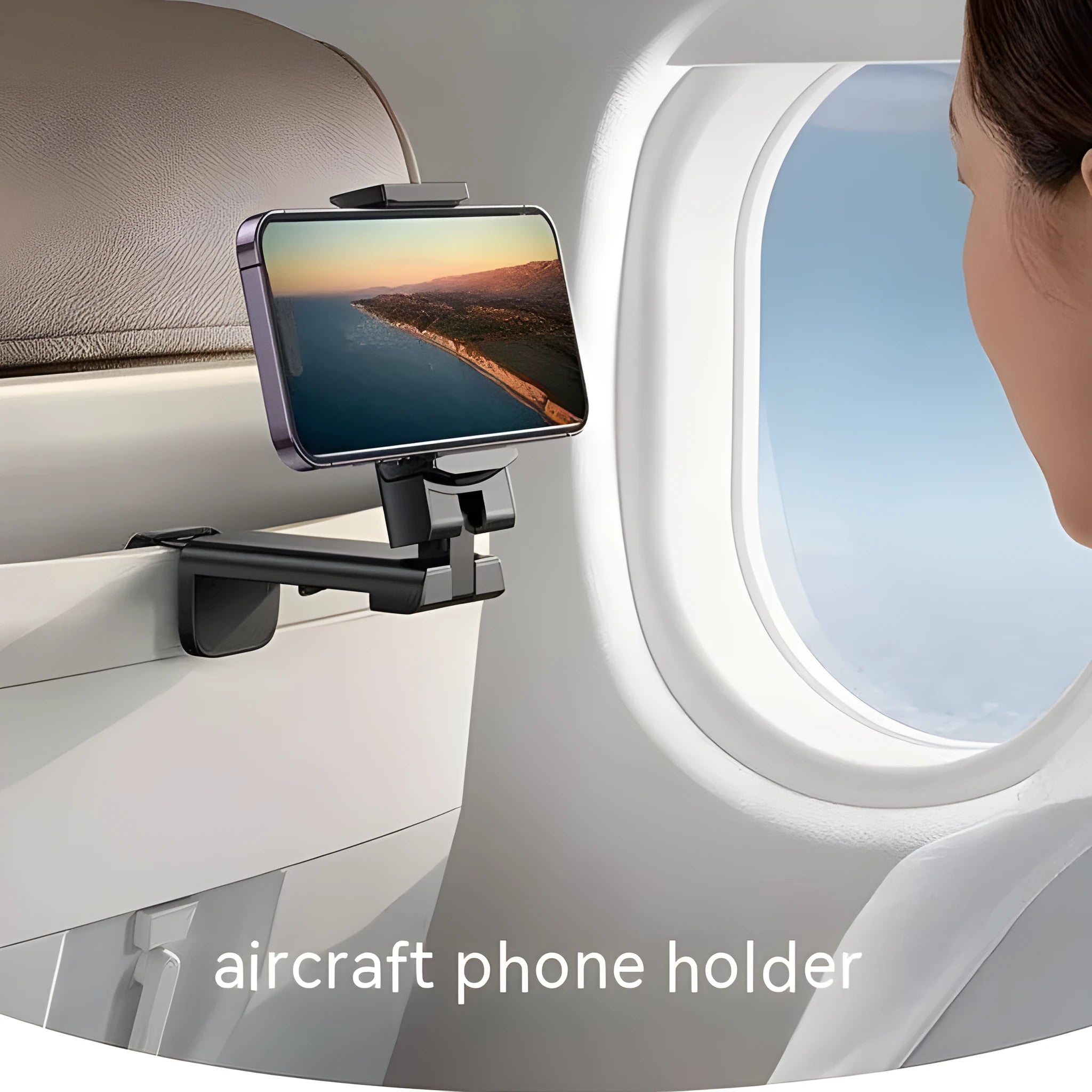 Universal foldable rotating phone holder in black, grey, or green colour on a flat surface, showing its adjustable arm.