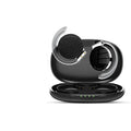 Black and white sports wireless Bluetooth earphones with ear plug design