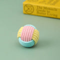 Handmade plush cotton cat hairball toy in blue pink colour for teeth grinding