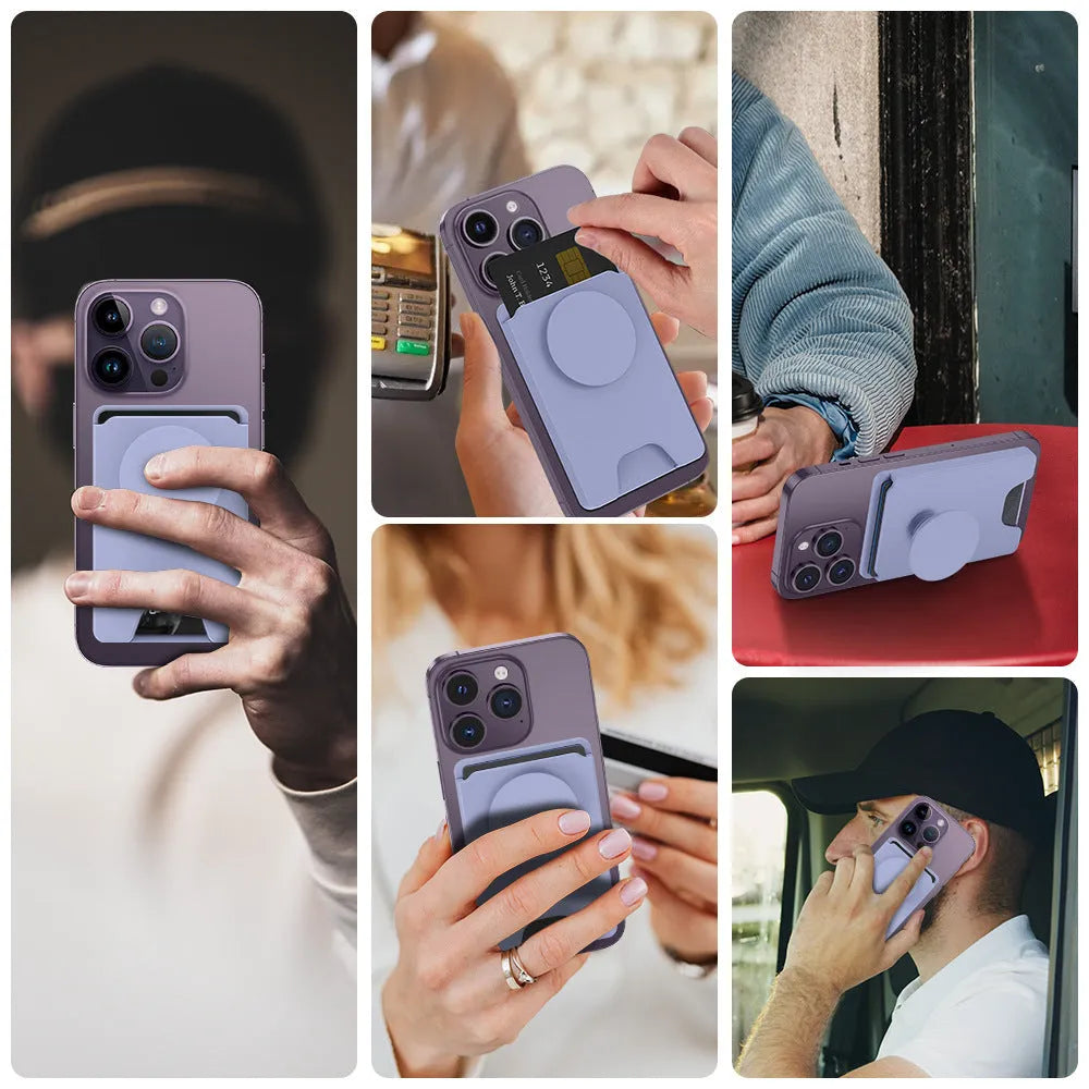 Minimalist magnetic phone holder for iPhone with suction cup base in five colour options.