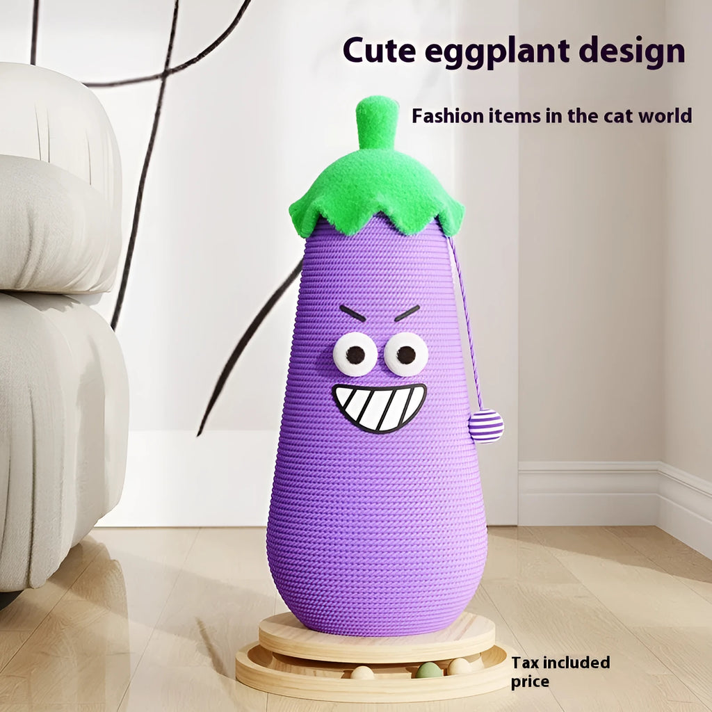 Hip Hop Eggplant cat scratch board with wooden frame and cloth wrapper for indoor cats