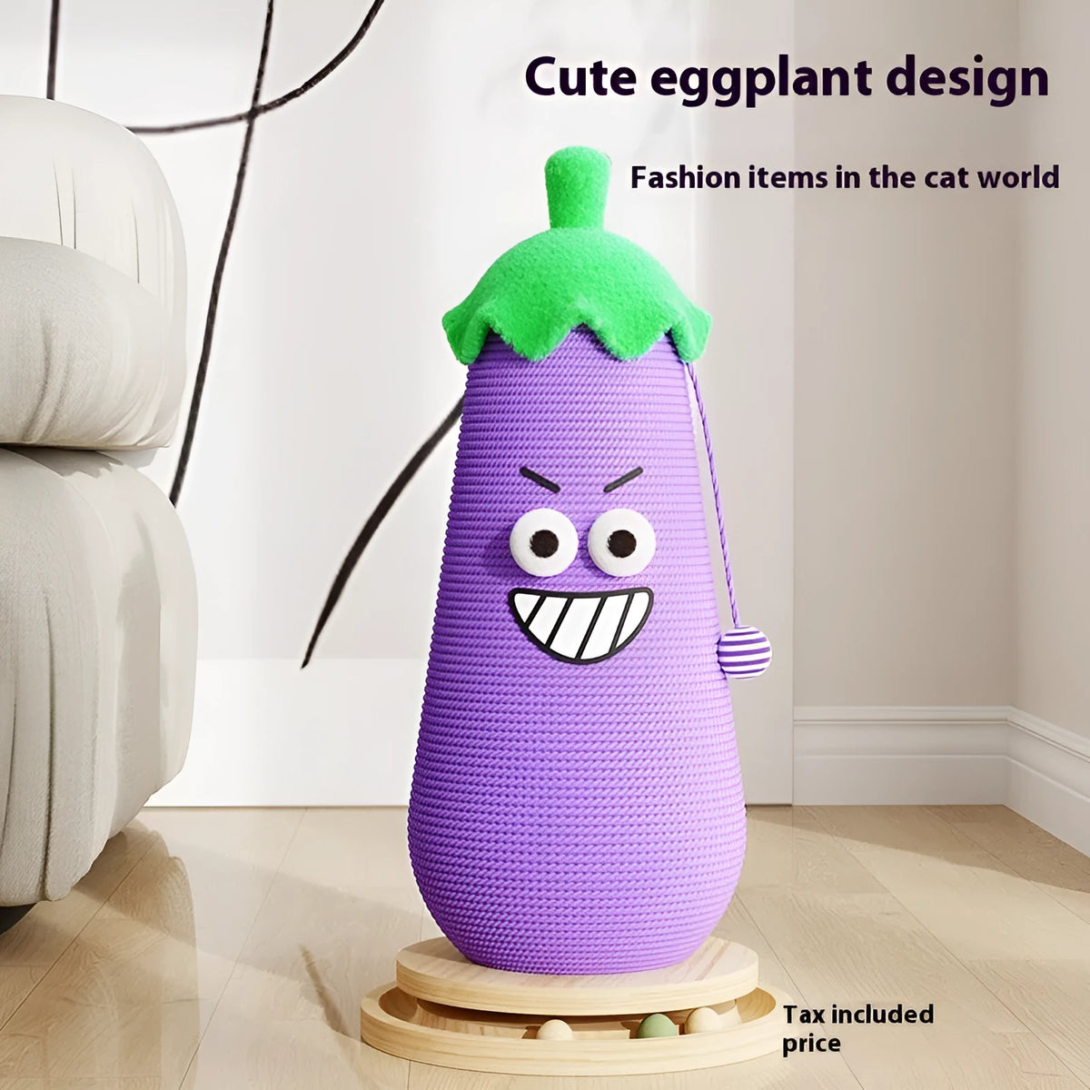 Hip Hop Eggplant cat scratch board with wooden frame and cloth wrapper for indoor cats