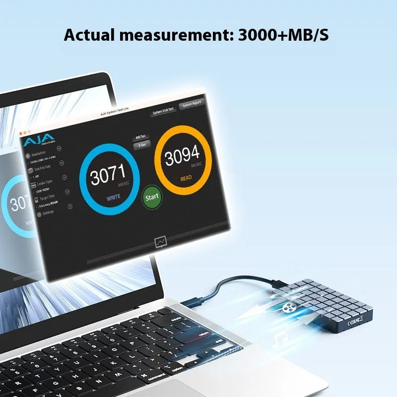 USB4 hard disk enclosure aluminium case measuring 50mm by 118mm with solid state drive compatibility