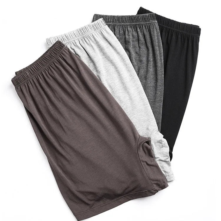 Men's solid colour high-waist boxer shorts in modal fabric showing colour options and sizing