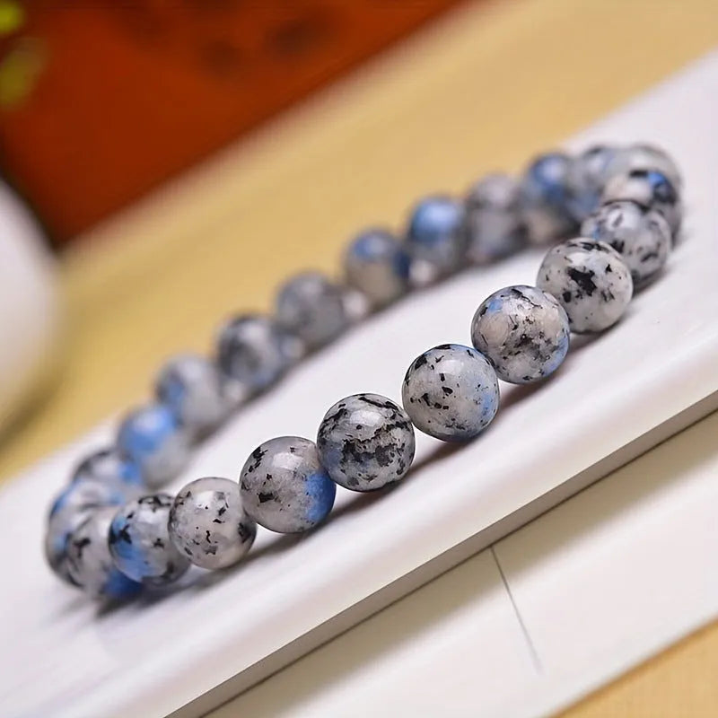 Handmade K2 Azurite stone bracelet with geometric beading in blue-green colour