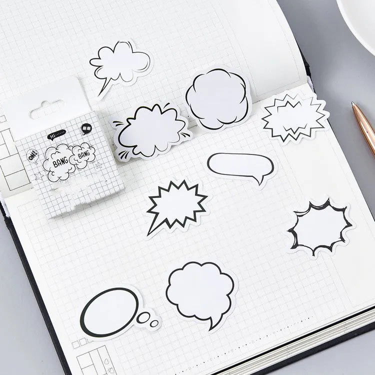 Momo Original boxed sticker set with 45 black and white bubble designs for DIY decoration