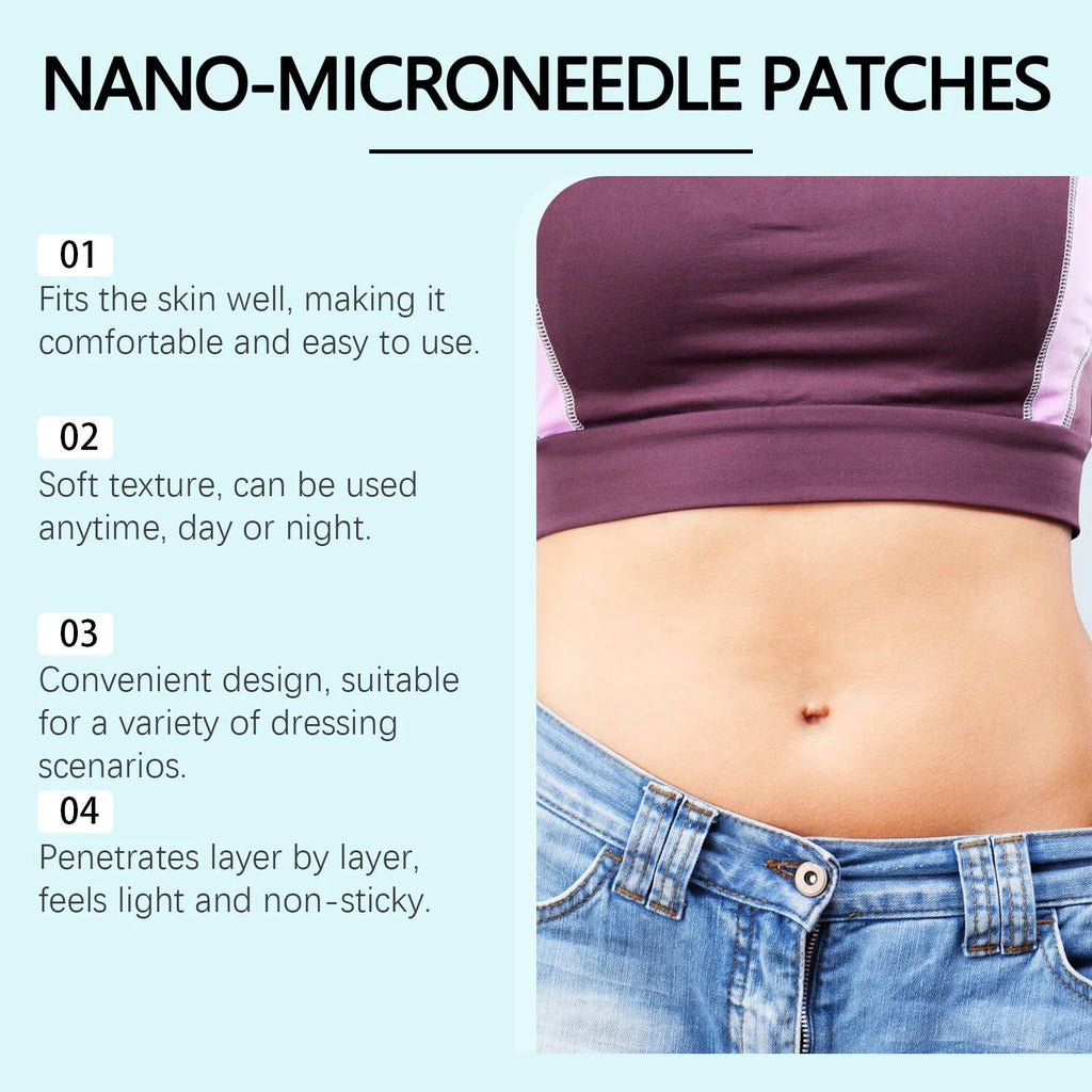 Skin firming body adhesive bandages with four microneedle patches containing acetyl hexapeptide-8 and mint leaf